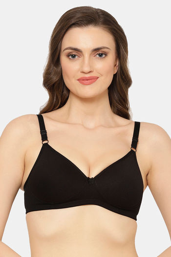 Buy Floret Padded Non-Wired 3/4Th Coverage T-Shirt Bra - Black