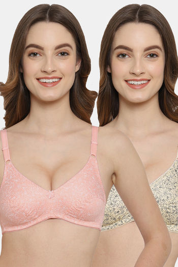 Buy Floret Double Layered Non Wired Medium Coverage T-Shirt Bra - Pink  Lemon at Rs.558 online