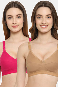 Buy Floret Double Layered  Non Wired 3/4Th Coverage T-Shirt Bra - Nude Magenta
