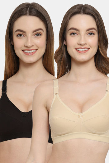 Buy Floret Double Layered Non Wired 3/4Th Coverage T-Shirt Bra - Skin Black  at Rs.658 online