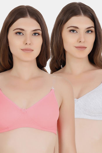 Buy Floret Double Layered  Non Wired 3/4Th Coverage T-Shirt Bra - Cool Grey Rose