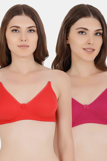 Buy Floret Double Layered  Non Wired 3/4Th Coverage T-Shirt Bra - Magenta Red