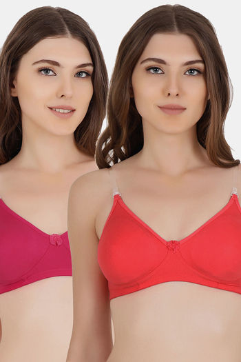 Buy Floret Double Layered  Non Wired 3/4Th Coverage T-Shirt Bra - Magenta Tomato