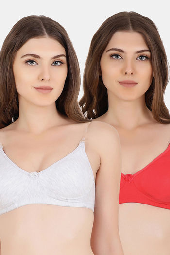 Buy Floret Double Layered Non-Wired Medium Coverage T-Shirt Bra - Cool Grey  at Rs.349 online