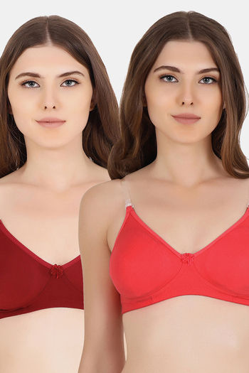 Buy Floret Double Layered  Non Wired 3/4Th Coverage T-Shirt Bra - Tomato Maroon