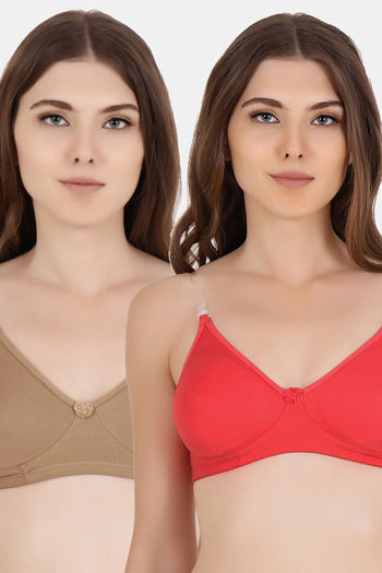 Buy Floret Double Layered  Non Wired 3/4Th Coverage T-Shirt Bra - Tomato Nude