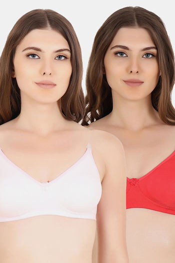 Buy Floret Double Layered  Non Wired 3/4Th Coverage T-Shirt Bra - Tomato Pink