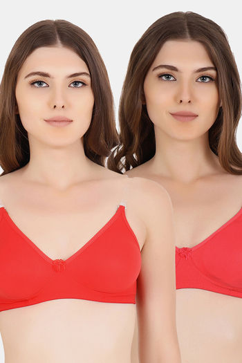 Buy Floret Double Layered  Non Wired 3/4Th Coverage T-Shirt Bra - Tomato Red