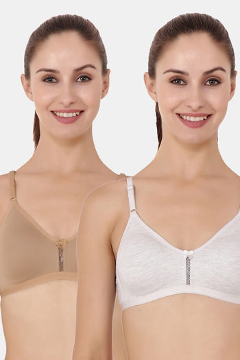 Buy Floret Double Layered  Non Wired 3/4Th Coverage T-Shirt Bra - Cool Grey Nude