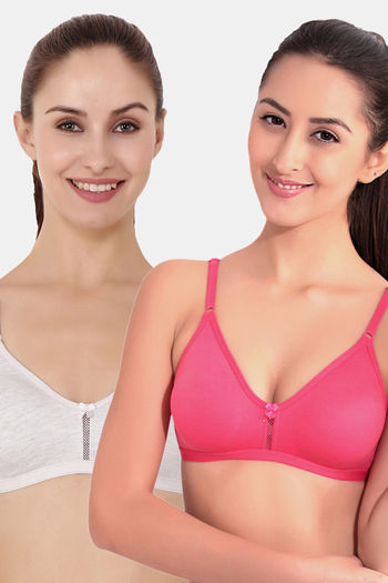 Buy Floret Double Layered  Non Wired 3/4Th Coverage T-Shirt Bra - Cool Grey Tomato