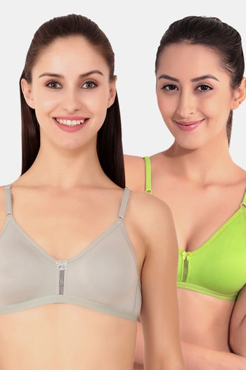 Buy Floret Double Layered  Non Wired 3/4Th Coverage T-Shirt Bra - Iceberg Lime Green
