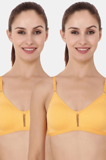 Buy Floret Double Layered  Non Wired 3/4Th Coverage T-Shirt Bra - Marigold Marigold