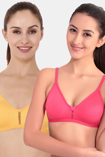 Buy Floret Double Layered  Non Wired 3/4Th Coverage T-Shirt Bra - Marigold Tomato