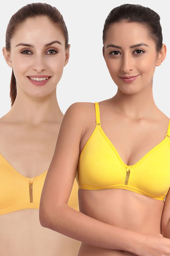 Buy Floret Double Layered  Non Wired 3/4Th Coverage T-Shirt Bra - Marigold Yellow