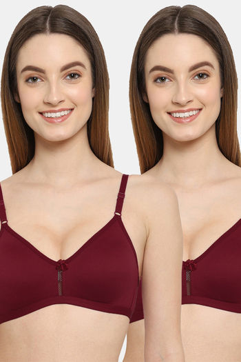 Buy Floret Double Layered  Non Wired 3/4Th Coverage T-Shirt Bra - Maroon Maroon