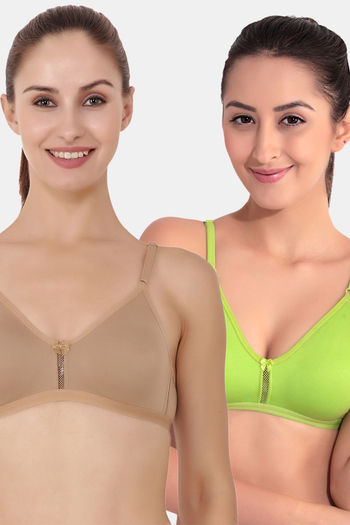 Buy Floret Double Layered  Non Wired 3/4Th Coverage T-Shirt Bra - Nude Lime Green