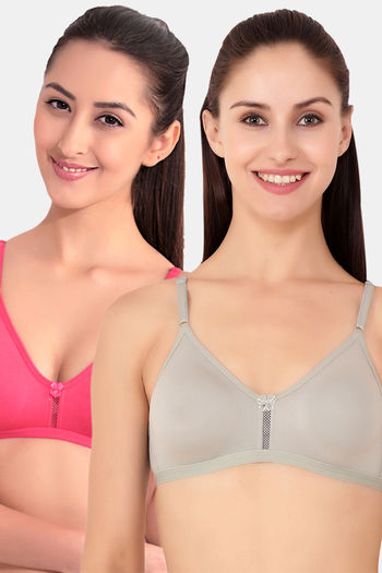 Buy Floret Double Layered  Non Wired 3/4Th Coverage T-Shirt Bra - Tomato Iceberg
