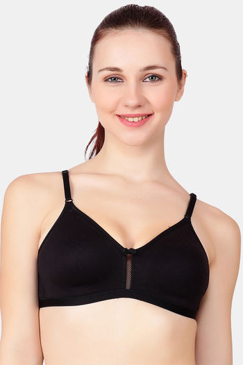 Buy Floret Double Layered Non Wired 3/4Th Coverage T-Shirt Bra - White  Black at Rs.678 online