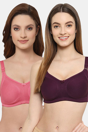 Buy Floret Double Layered  Non Wired Full Coverage Super Support Bra - China Rose Wine