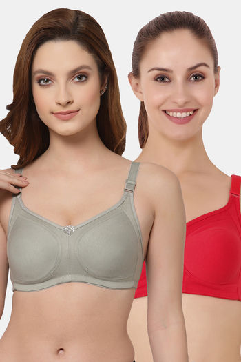 Buy Floret Double Layered  Non Wired Full Coverage Super Support Bra - Iceberg Red