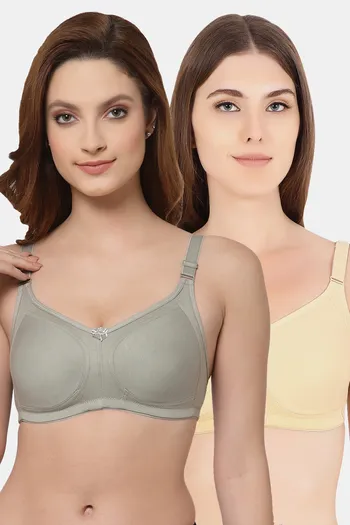 Buy Floret Women's Full Coverage Non Padded & Non-Wired Cotton Bra (B,  Wine, 42) at