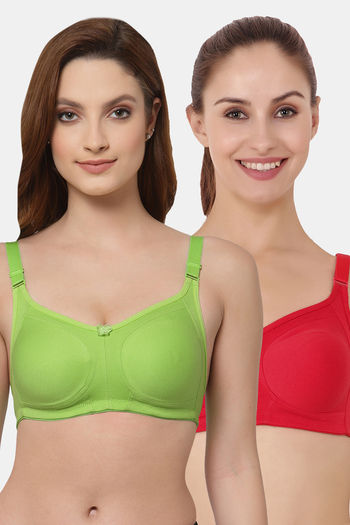Buy Floret Double Layered Non Wired Full Coverage Super Support Bra - Lime  Green Red at Rs.898 online