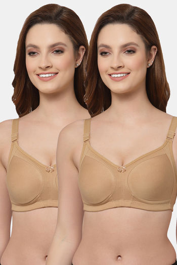 Buy Floret Double Layered  Non Wired Full Coverage Super Support Bra - Nude Nude