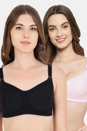 Buy Floret Double Layered Non Wired Full Coverage Super Support Bra - Pink  Black at Rs.898 online