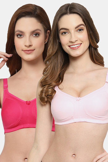 Buy Floret Double Layered  Non Wired Full Coverage Super Support Bra - Pink Magenta