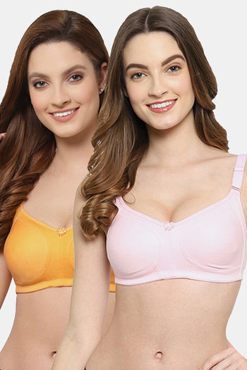Buy Floret Double Layered  Non Wired Full Coverage Super Support Bra - Pink Marigold