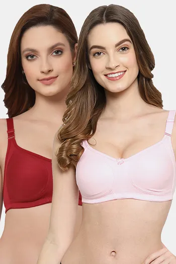 Buy Floret Double Layered  Non Wired Full Coverage Super Support Bra - Pink Merlot