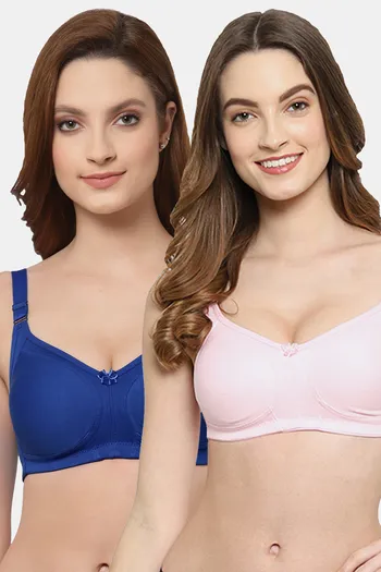 Buy Zivame Beautiful Basics Double Layered Non-Wired Full Coverage Supper  Support Bra-Blue Depth Online