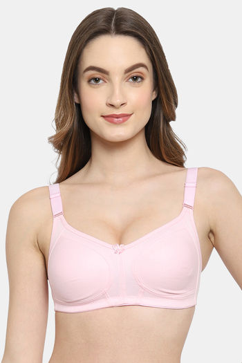 Buy Floret Double Layered Non Wired Full Coverage Super Support Bra - Pink  White at Rs.898 online