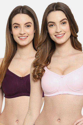 Buy Floret Double Layered  Non Wired Full Coverage Super Support Bra - Pink Wine