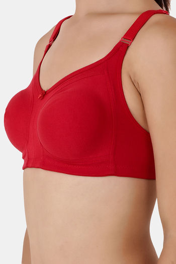 Buy Floret Double Layered Non Wired Full Coverage Super Support Bra - Red  Black at Rs.898 online