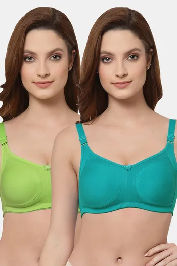 Buy Floret Double Layered Non Wired Full Coverage Super Support Bra - Pink  Lime Green at Rs.898 online