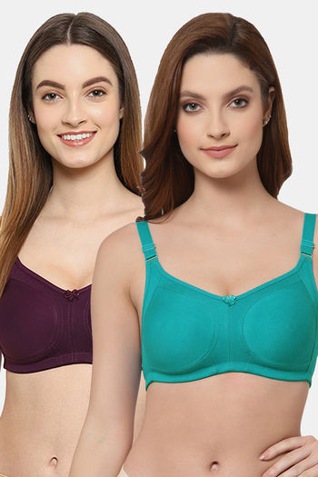 Buy Floret Double Layered  Non Wired Full Coverage Super Support Bra - Robin Blue Wine