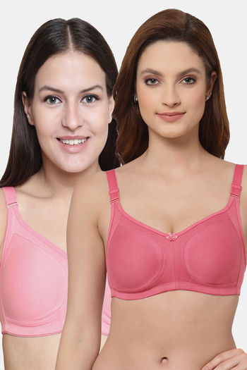 Buy Floret Double Layered  Non Wired Full Coverage Super Support Bra - Rose China Rose