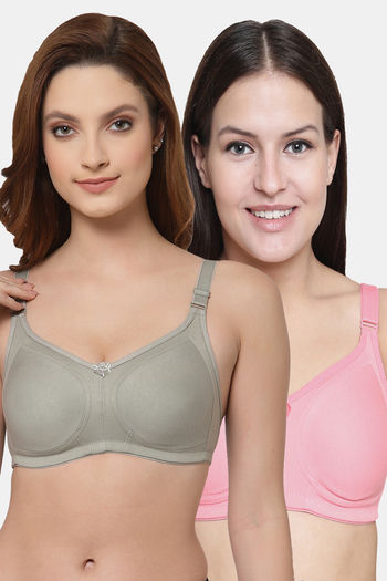 Buy Floret Double Layered  Non Wired Full Coverage Super Support Bra - Rose Iceberg