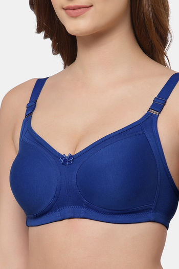 Buy Floret Double Layered Non Wired Full Coverage Super Support Bra - Royal  Blue Cool Grey at Rs.898 online