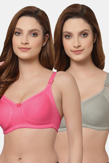 Buy Floret Double Layered  Non Wired Full Coverage Super Support Bra - Tomato Iceberg