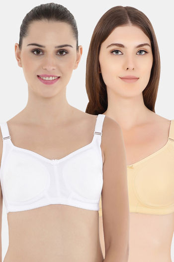 Buy Floret Double Layered Non Wired Full Coverage Super Support Bra - White  Skin at Rs.898 online