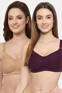 Buy Floret Double Layered  Non Wired Full Coverage Super Support Bra - Wine Nude