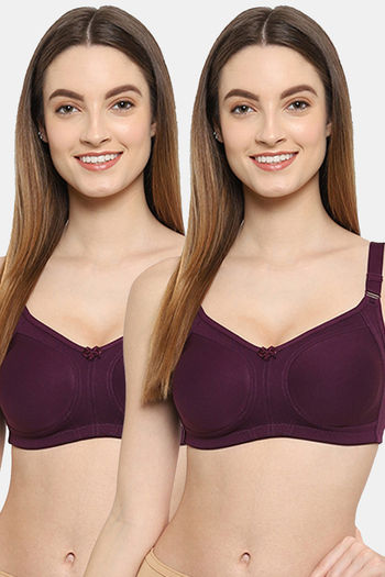 Buy Floret Double Layered Non Wired Full Coverage Super Support Bra - Wine  Wine at Rs.898 online