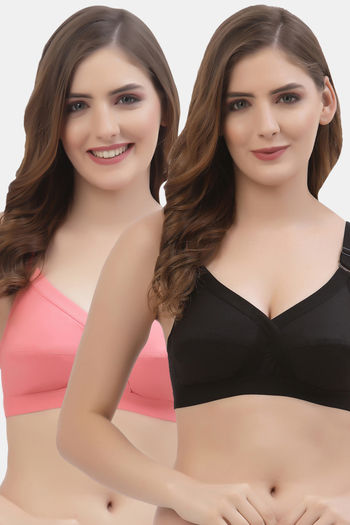 Buy Floret Double Layered Non Wired Full Coverage Super Support Bra - Black  Rose at Rs.778 online