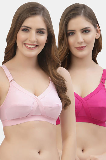 Buy Floret Double Layered Non Wired Full Coverage Super Support Bra - Magenta  Pink at Rs.778 online