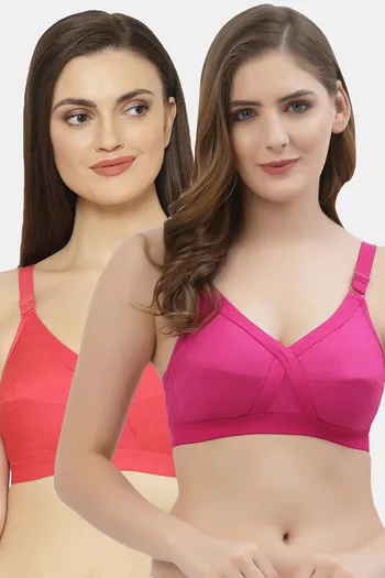 Buy Floret Double Layered Non Wired Full Coverage Super Support Bra -  Magenta Tomato at Rs.778 online