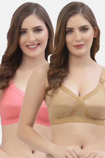 Buy Floret Double Layered  Non Wired Full Coverage Super Support Bra - Nude Rose