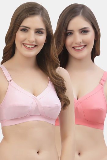 Buy Floret Double Layered  Non Wired Full Coverage Super Support Bra - Pink Rose