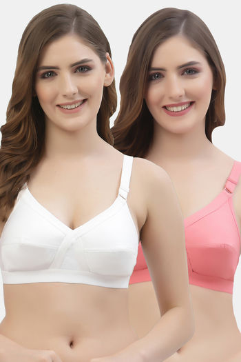 Buy Floret Double Layered Non Wired Full Coverage Super Support Bra - White  Rose at Rs.778 online